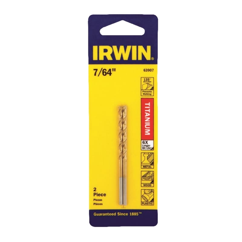 Irwin 63907 7/64 in. X 2-5/8 in. L High Speed Steel Drill Bit Set Straight Shank 2 pc