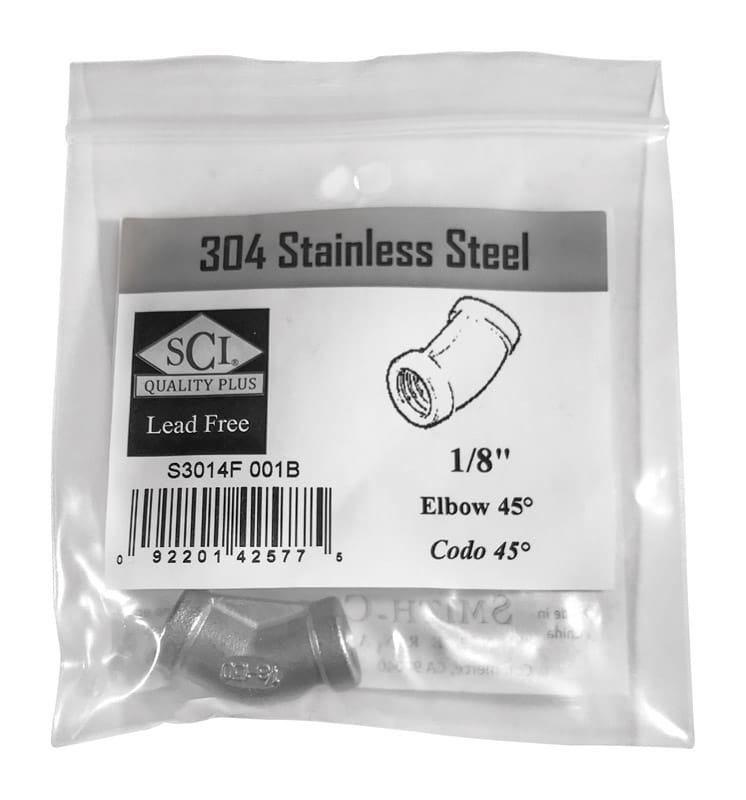 Smith-Cooper 4638100600 1/8 in. FPT X 1/8 in. D FPT Stainless Steel 45 Degree Elbow