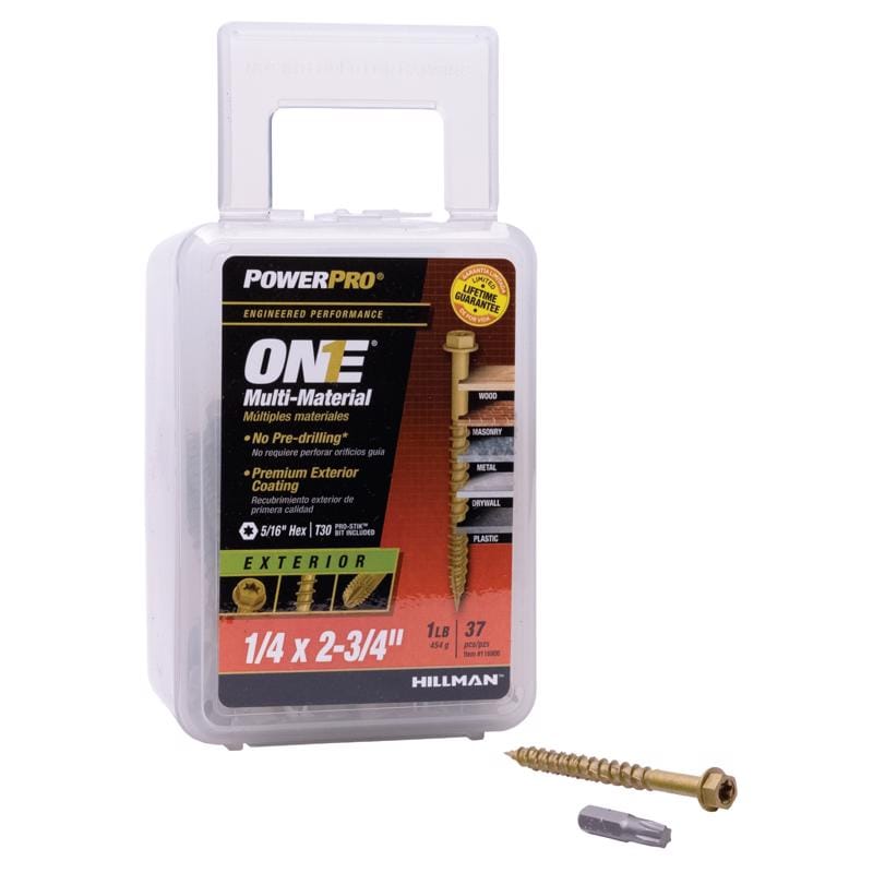 Hillman 116906 Power Pro 1/4 in. Ga. X 2-3/4 in. L Star Hex Washer Head Coarse Multi-Material Screws