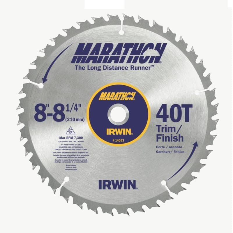 Irwin 14053 Marathon 8-1/4 in. D X 5/8 in. Carbide Miter and Table Saw Blade 40 teeth 1 pk