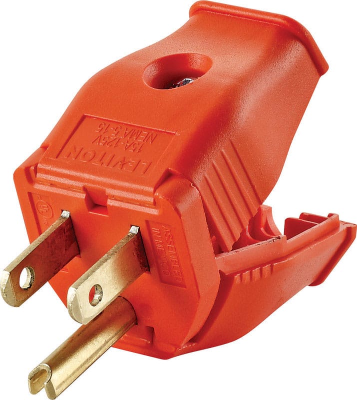 Leviton 3W101-0OR Commercial and Residential Thermoplastic Ground/Straight Blade Plug 5-15P