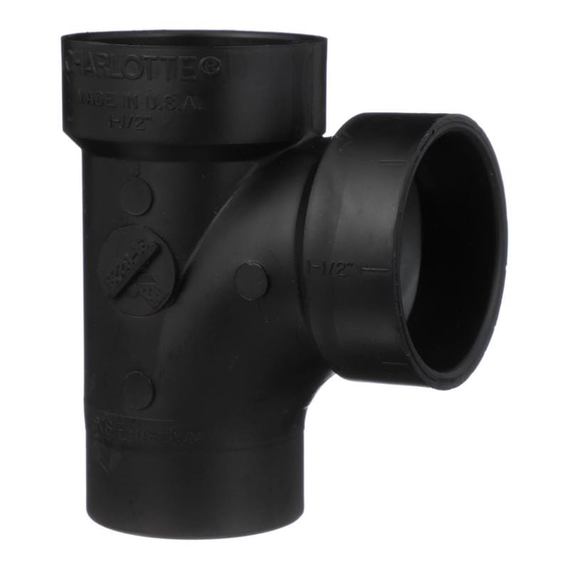 Charlotte Pipe ABS004030600 1-1/2 in. Spigot X 1-1/2 in. D Hub ABS Sanitary Street Tee