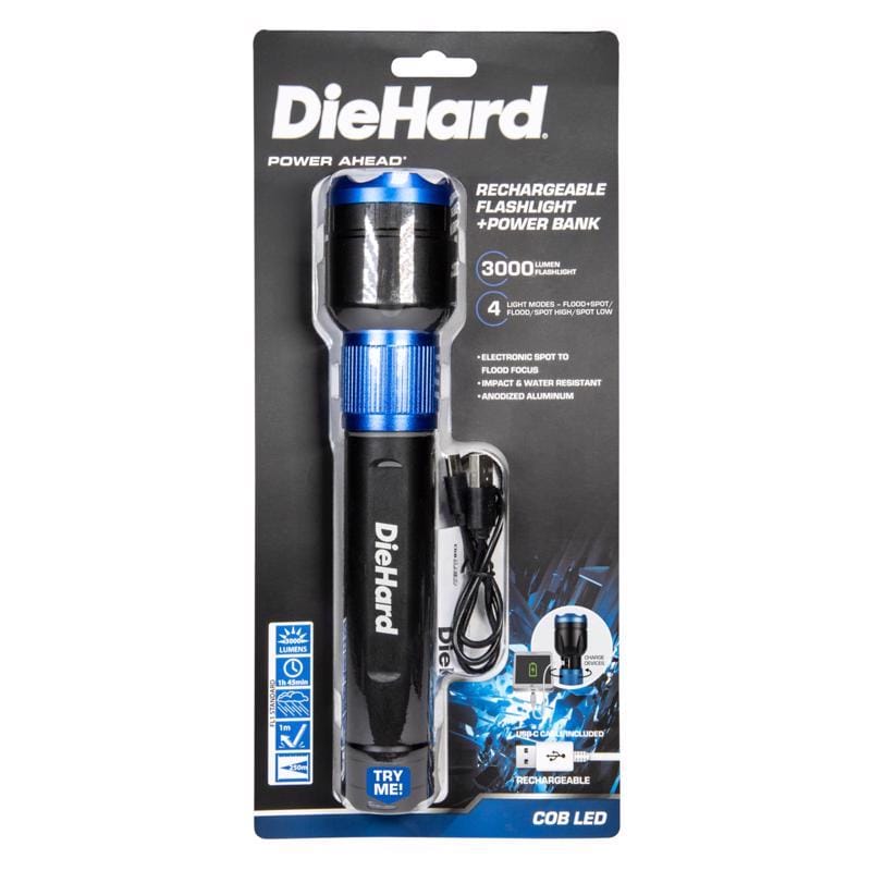 Dorcy 416646 DieHard 3400 lm Black/Blue LED Rechargeable Flashlight Power Bank