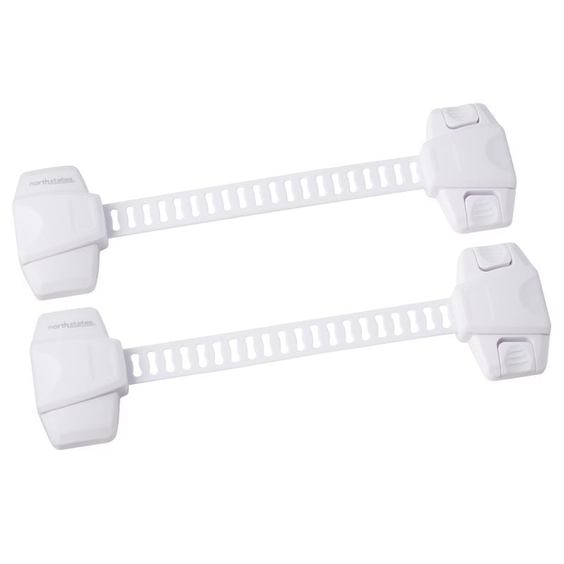 North States 6176 Toddleroo White Plastic Strap Lock 2 pk