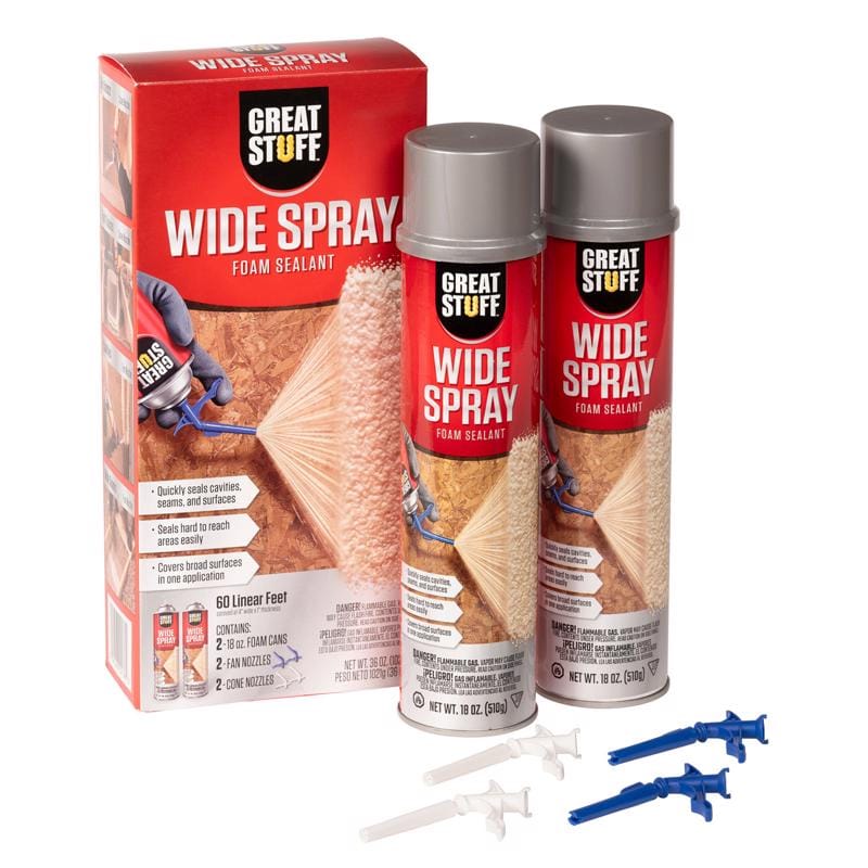 Great Stuff 12115891 Wide Spray Cream Polyurethane Foam Insulating Sealant 36 oz