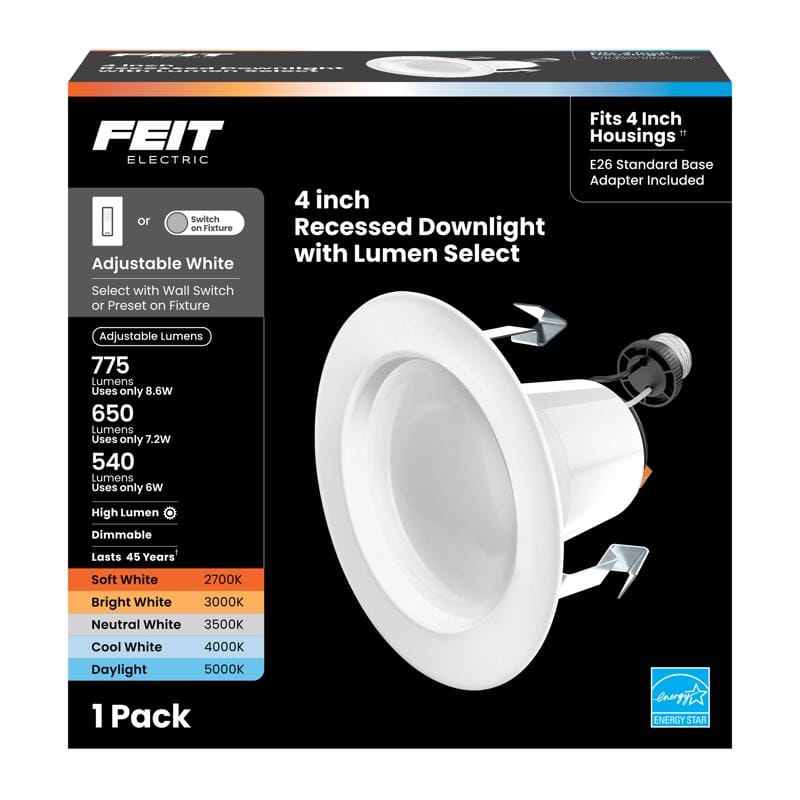 Feit LEDR4HO/6WYCA Enhance Frost White 5.1 in. W Aluminum LED Dimmable Recessed Downlight 8.6 W