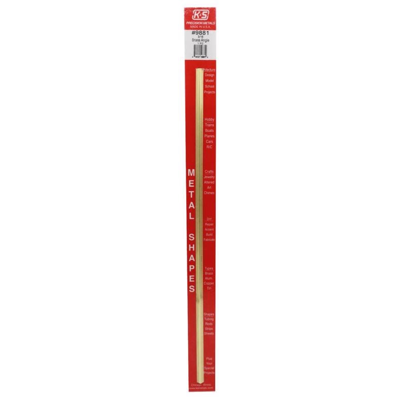 K&S 9881 0.014 in. X 3/16 in. W X 12 in. L Brass Angle