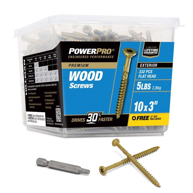 Hillman 48613V4 Power Pro No. 10 Ga. X 3 in. L Bronze Star Flat Head Exterior Deck Screws 5 lb 332 pk