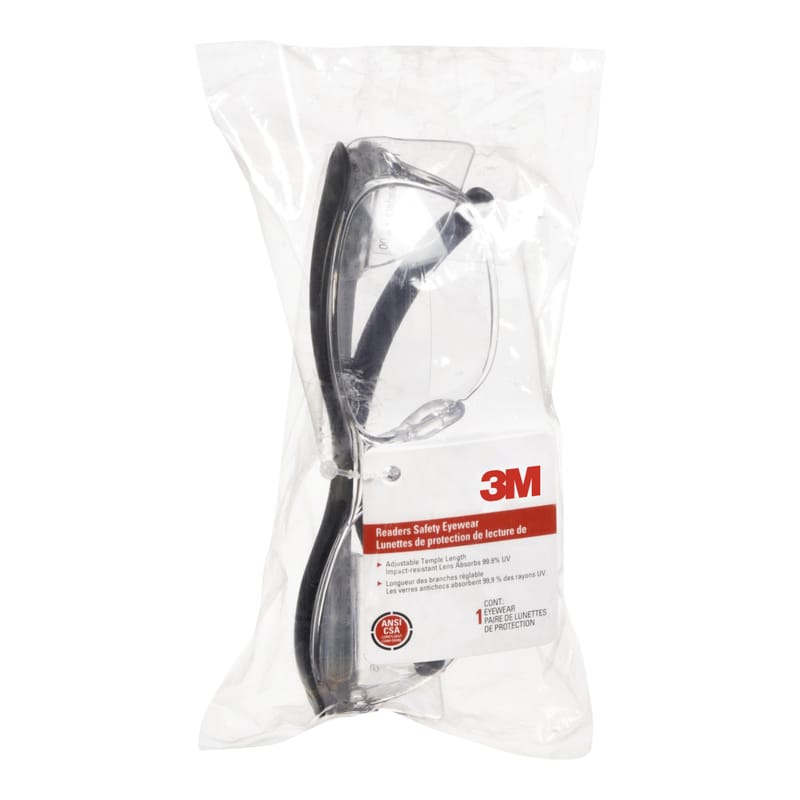 3M 91193H1-C Anti-Fog Safety Readers Clear Lens Black Frame 1 pc
