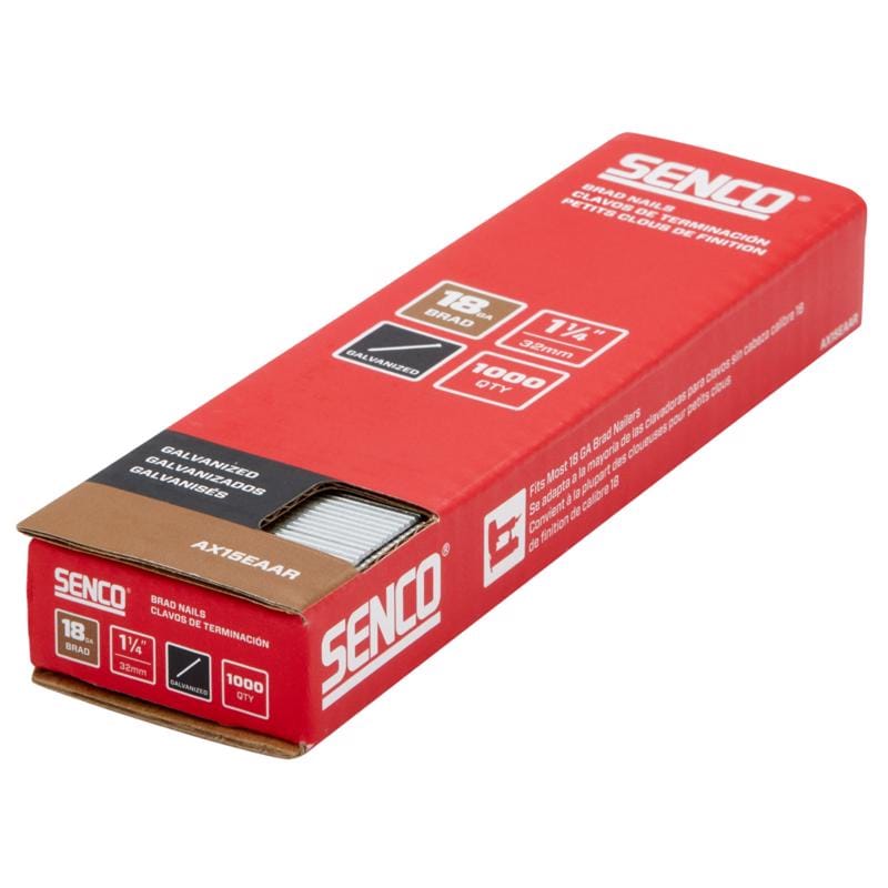 Senco AX15EAAR 1-1/4 in. L X 18 Ga. Straight Strip Galvanized Brad Nails 1,000 pk