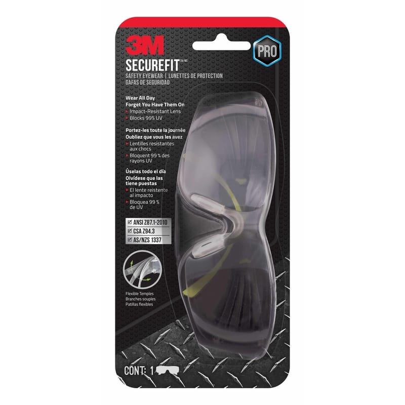 3M SF400M-WV-6 SecureFit Anti-Fog Safety Glasses Mirror Lens Black/Green Frame 1 pc