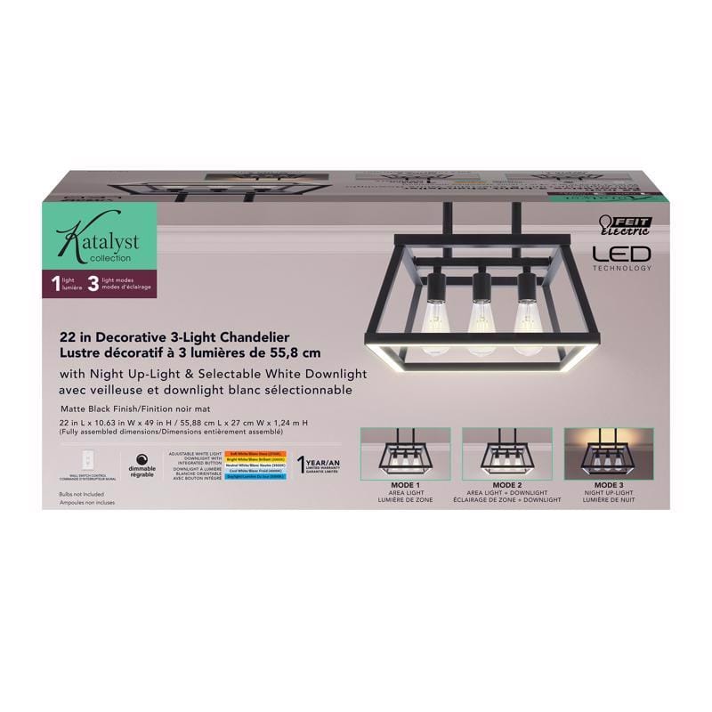 Feit CHD225CCTNLBK Matte Black 3 lights Chandelier