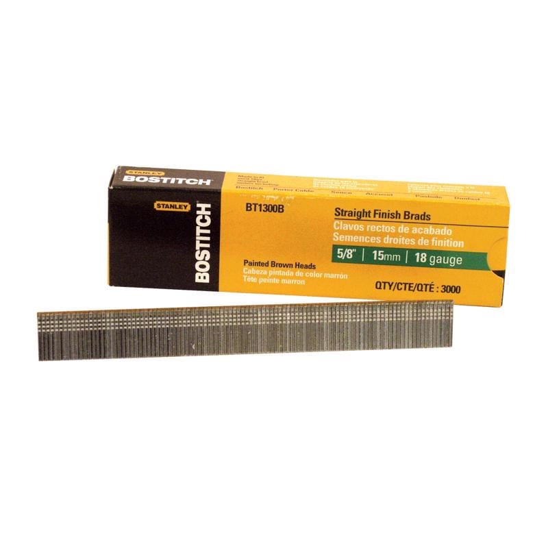 Bostitch BT1300B 5/8 in. L X 18 Ga. Straight Strip Galvanized Brad Nails 3000 pk