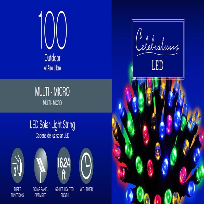 Celebrations X170331-88-M LED Micro/5mm Multicolored 100 ct String Christmas Lights 16.24 ft.