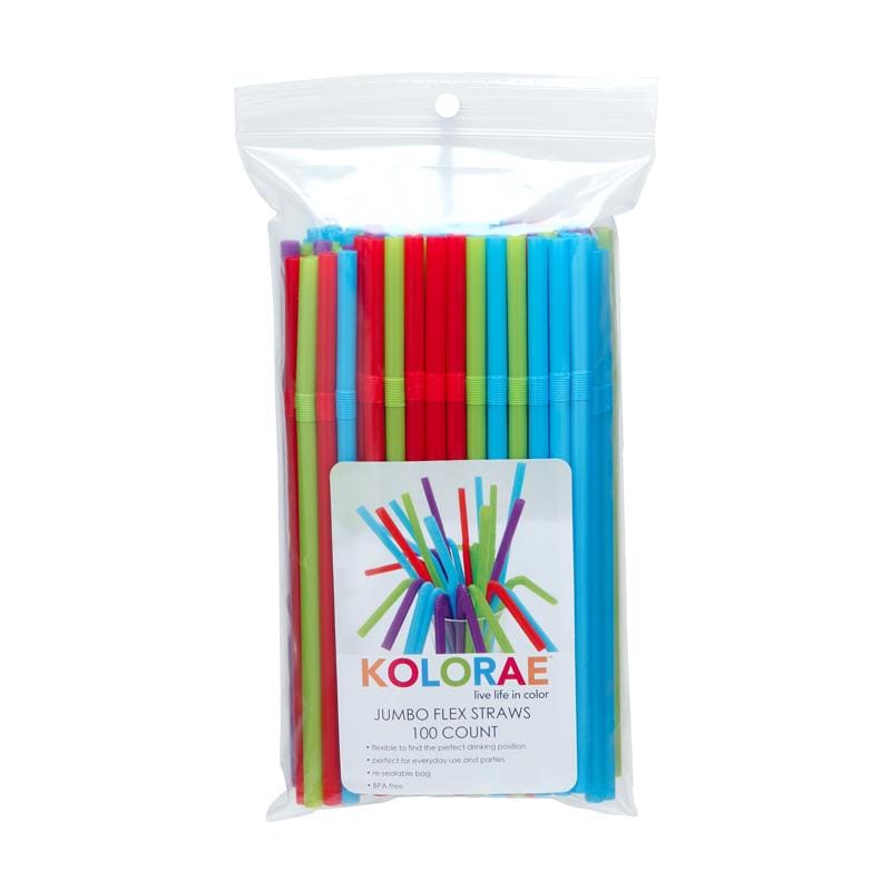 Kolorae KOL-0029 Assorted Plastic Flexible Drinking Straws