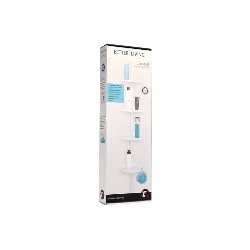 Better Living 70040 24 in. H X 2.5 in. W X 8 in. L White 4-Shelf Corner Shower Caddy