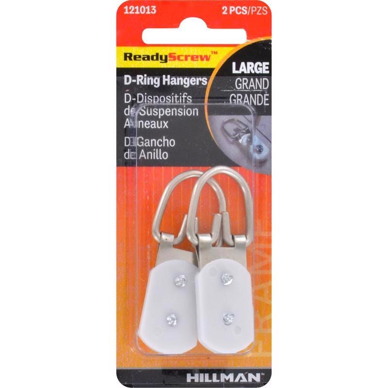 Hillman 121013 ReadyScrew Zinc Silver D-Ring Hanger 30 lb 2 pc