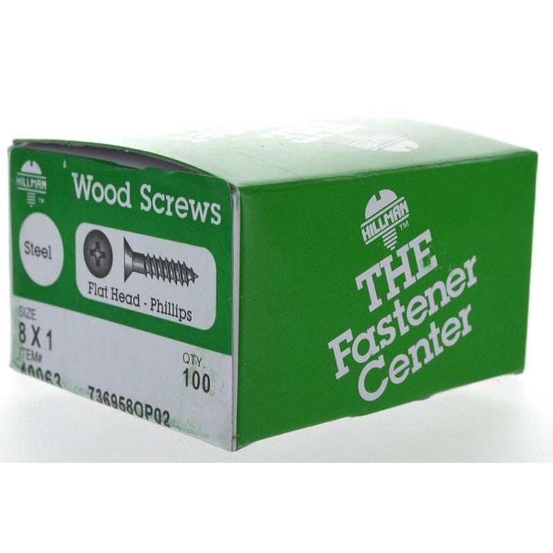 Hillman 40063 No. 8 Ga. X 1 in. L Phillips Zinc-Plated Coarse Wood Screws 100 pk