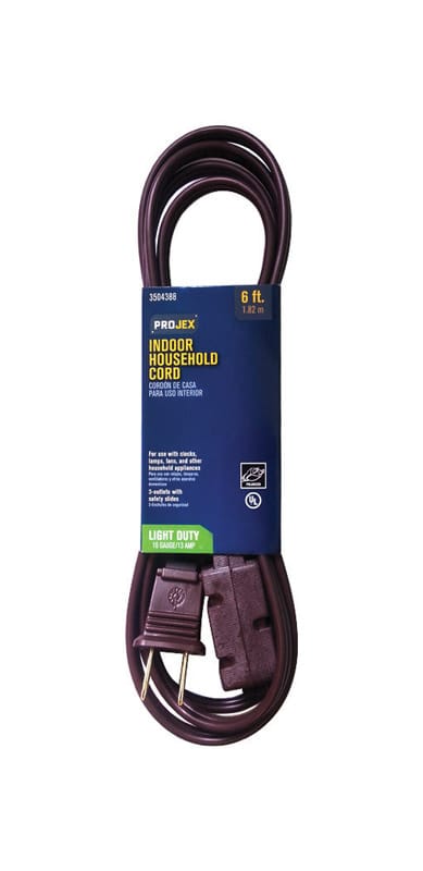 Projex IN162PT206BRP Indoor 6 ft. L Brown Extension Cord 16/2 SPT-2