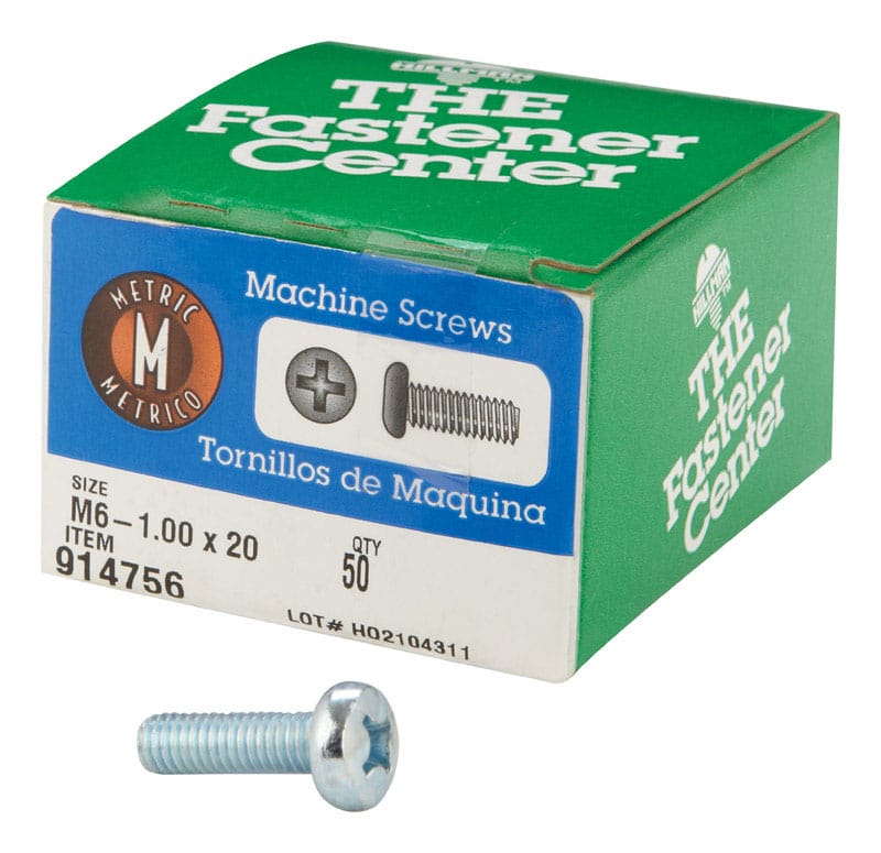 Hillman 914756 M6-1 Ga. X 20 mm L Phillips Pan Head Zinc-Plated Steel Metric Machine Screws 1 pk
