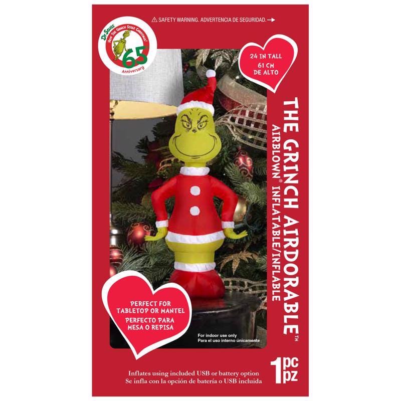 Gemmy 119271 Airdorable Multicolored Grinch in Santa Suit Inflatable 24 in.