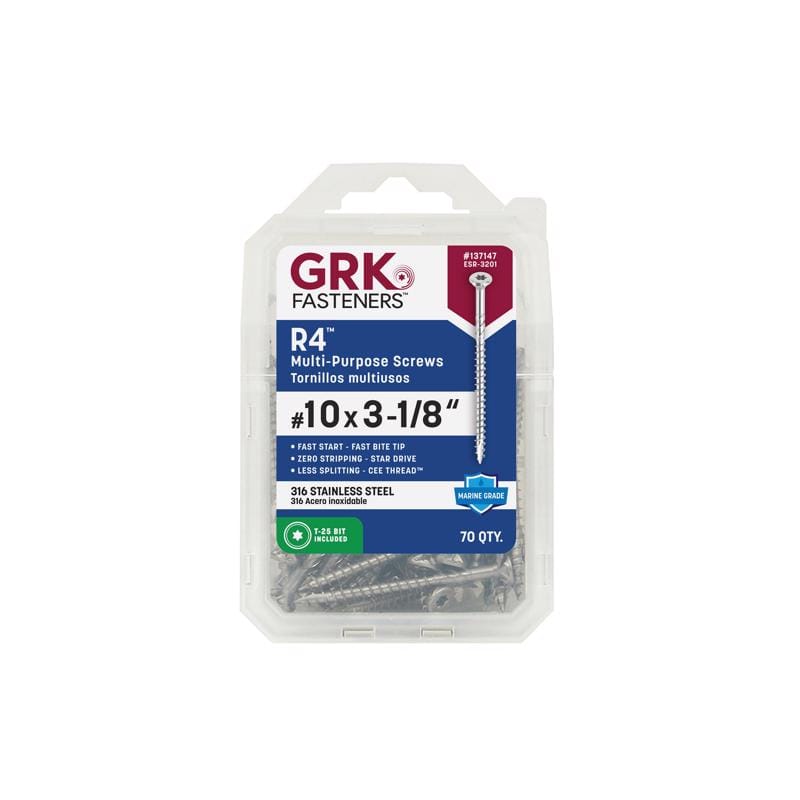 GRK Fasteners 137147 No. 10 in. X 3-1/8 in. L Star Flat Head W-Cut Multi-Purpose Screws
