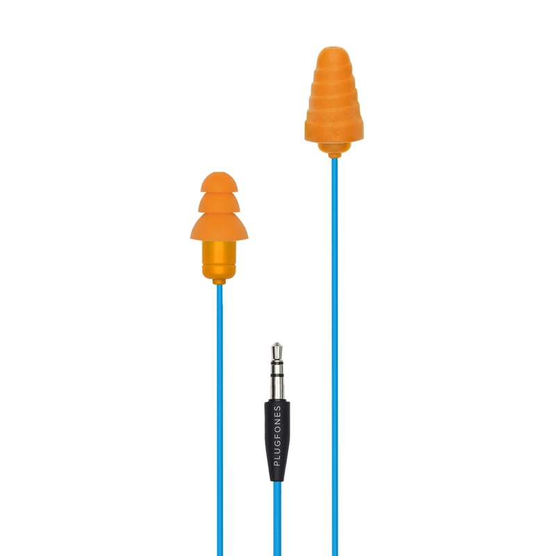 Plugfones PG-UO Guardian 29 dB Nylon/Silicone/Soft Foam 3.5 MM Jack Earplugs/Earphones Blue/Orange 1 pair