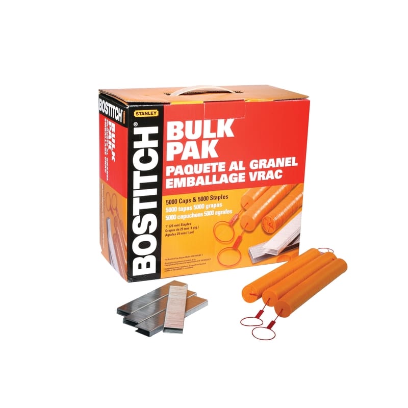 Bostitch CAPPAK-5M 5/16 in. W X 1 in. L 18 Ga. Medium Crown Caps and Staples 5000 pk