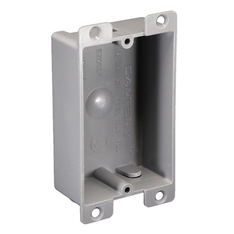 Cantex EZ08SF EZ Box Old Work 8 cu in Rectangle PVC 1 gang Outlet Box Gray