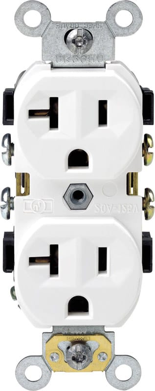 Leviton 0BR20-0WS 20 amps 125 V Duplex White Outlet 5-20R 1 pk
