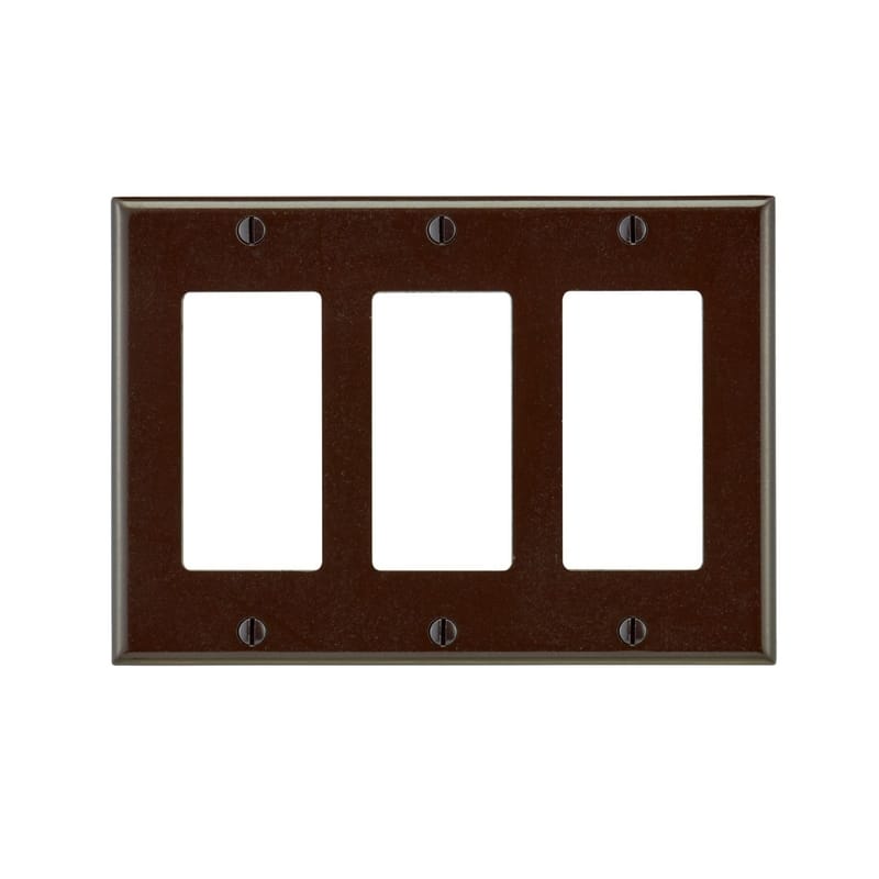 Leviton 80411-000 Decora Brown 3 gang Thermoset Plastic Duplex Wall Plate 1 pk
