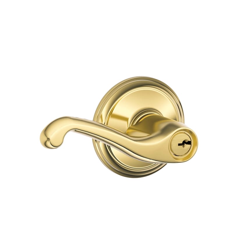 Schlage F51FLA605KA4 Flair Bright Brass Entry Lever KD4 1-3/4 in.