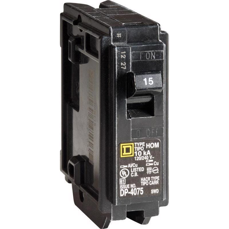 Square D HOM115CP Homeline 15 amps Plug In Single Pole Miniature Circuit Breaker