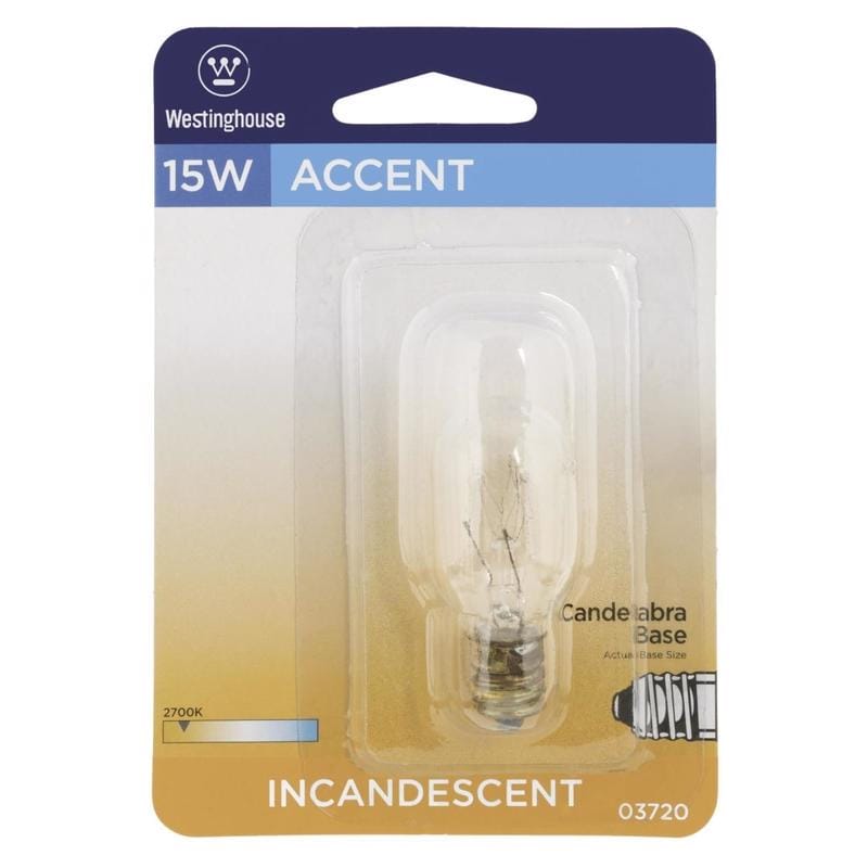 Westinghouse 0372000 15 W T7 Specialty Incandescent Bulb E12 (Candelabra) Warm White 1 pk