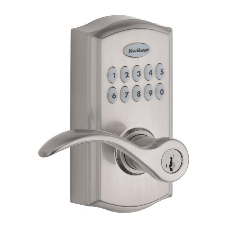 Kwikset 99550-002 SmartKey Satin Nickel Metal Electronic Touch Pad Entry Lever