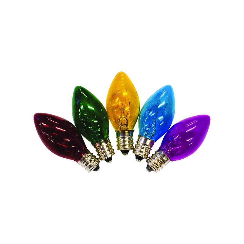 Holiday Bright Lights BU25C7X3-TMUA Incandescent C7 Multicolored 25 ct Replacement Christmas Light Bulbs 0.08 ft.
