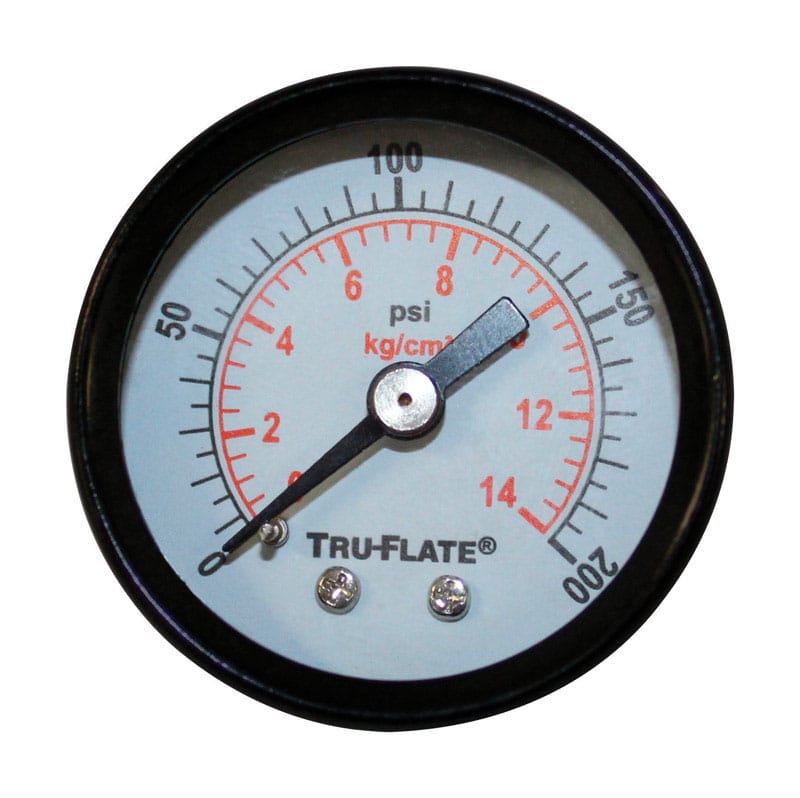 Tru-Flate 24801 Plastic/Steel Mini Air Line Rugged Gauge 1/8 in. NPT 200 psi 1 pc