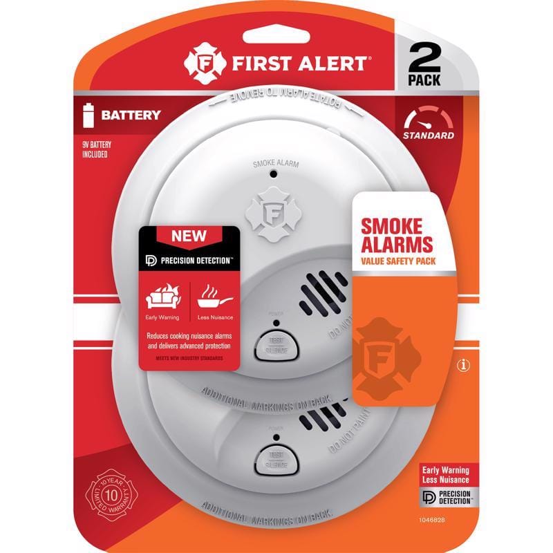 First Alert 1046828 2 Pack Battery-Powered Ionization Smoke Detector 2 pk