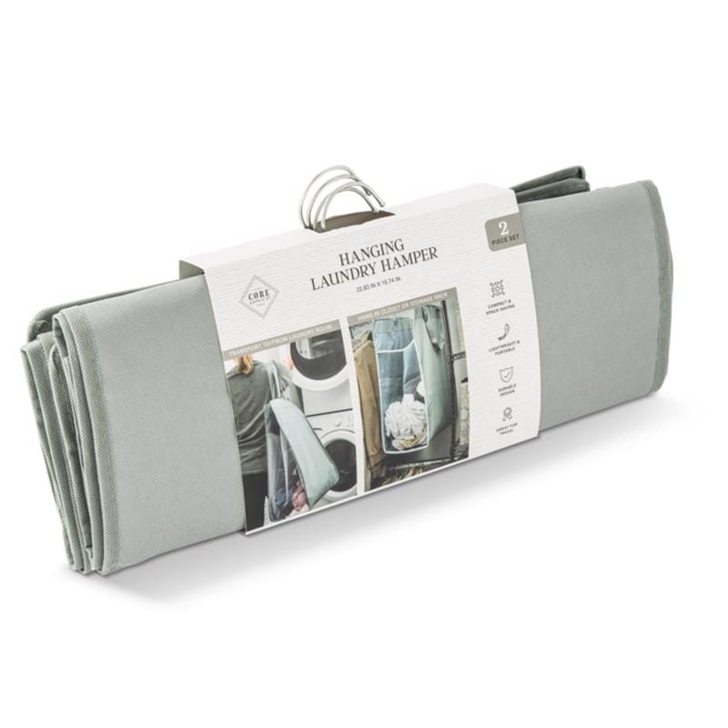 Core Home AC66706 Gray Fabric Collapsible Clothes Hamper