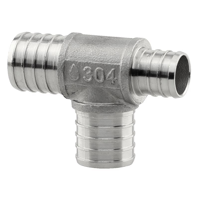 Plumbeeze PE-PS-T100710 1 in. PEX X 3/4 in. D PEX Stainless Steel Tee