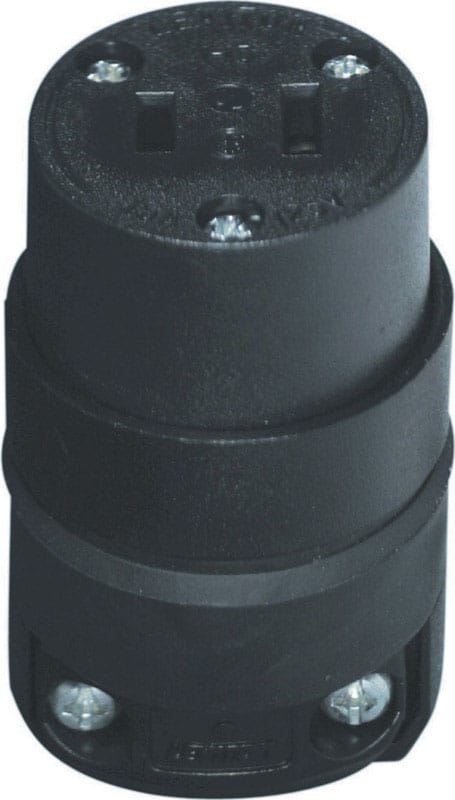 Leviton 115CR-000 Commercial and Residential Rubber Non-Polarized Connector 1-15R 18-12 AWG 2 Pole 2 Wire