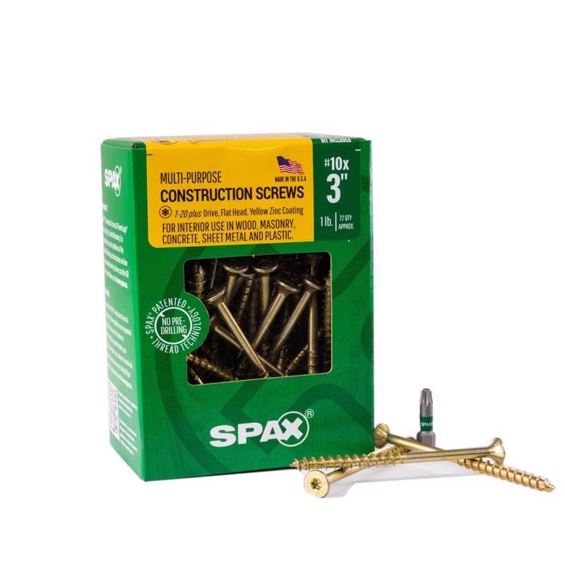 Spax 4191020500754 Multi-Material No. 10 in. X 3 in. L T-20+ Flat Head Serrated Construction Screws