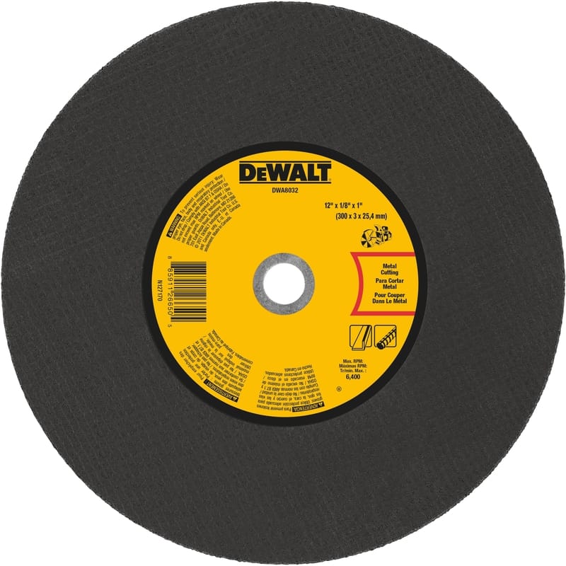 Dewalt DWA8032 High Performance 12 in. D X 1 in. X 1/8 in. thick Aluminum Oxide Metal Cut-Off Wheel 1 pk