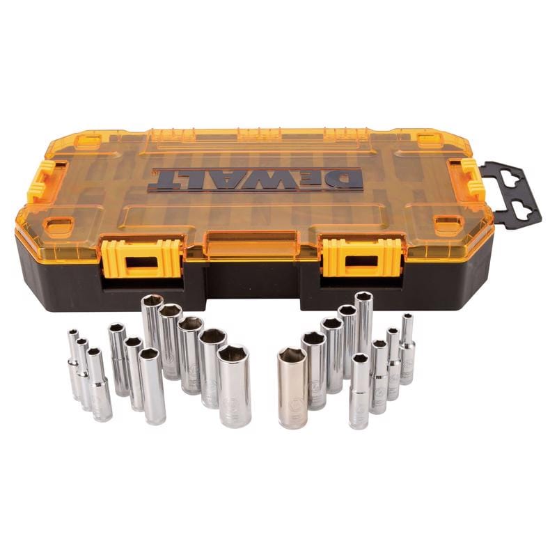 Dewalt DWMT73811 1/4 in. drive Metric/SAE 6 Point Deep Socket Set 20 pc