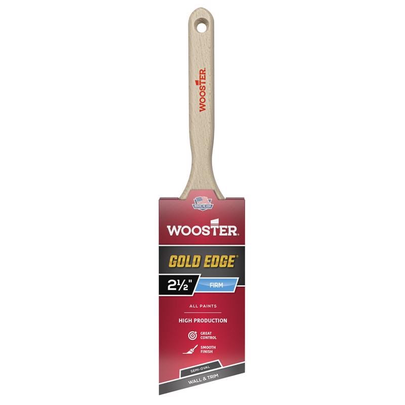 Wooster 5236-2 1/2 Gold Edge 2-1/2 in. Firm Semi-Oval Angle Paint Brush