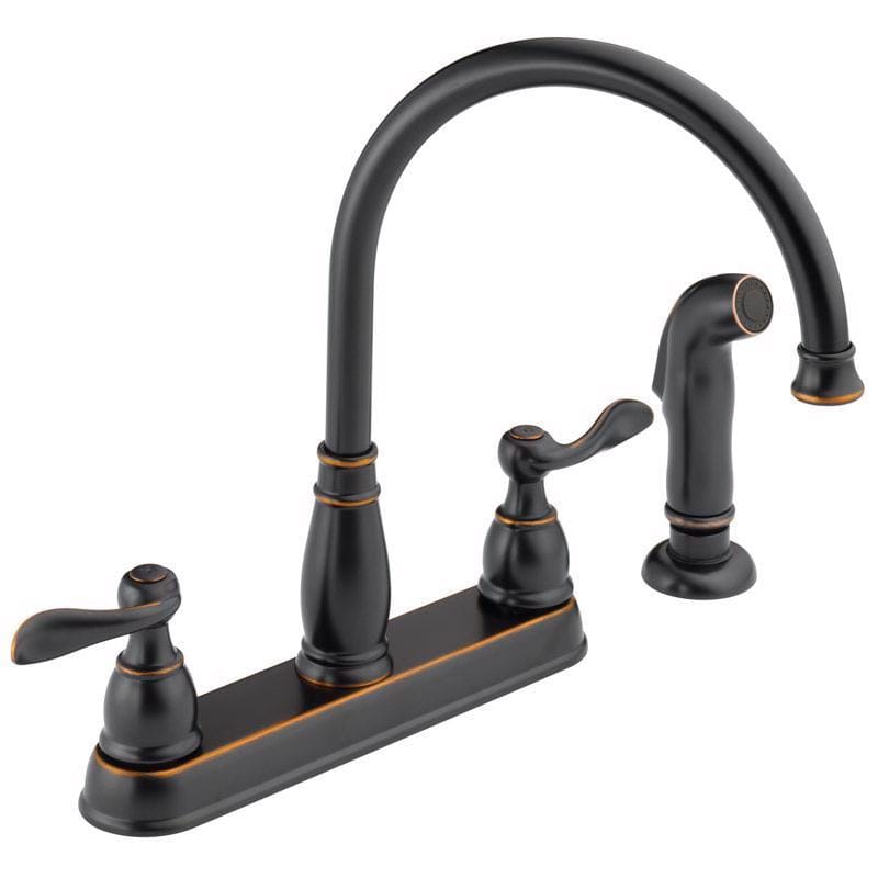 Delta 21996LF-OB Windemere Two Handle Oil Rubbed Bronze Kitchen Faucet Side Sprayer Included