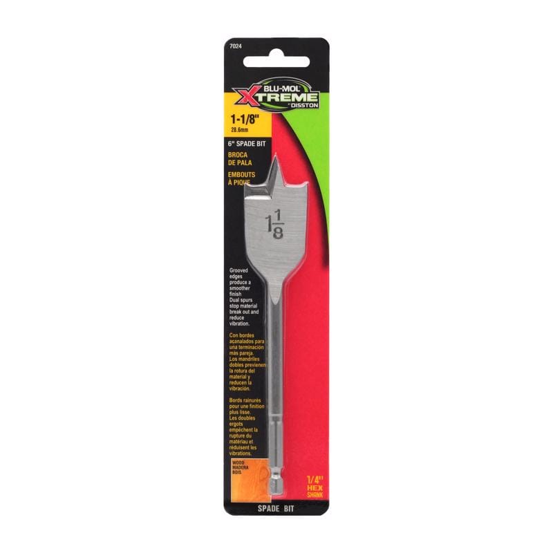 Blu-Mol Xtreme E0217024 1-1/8 in. X 6 in. L Carbon Steel Spade Bit Hex Shank 1 pk