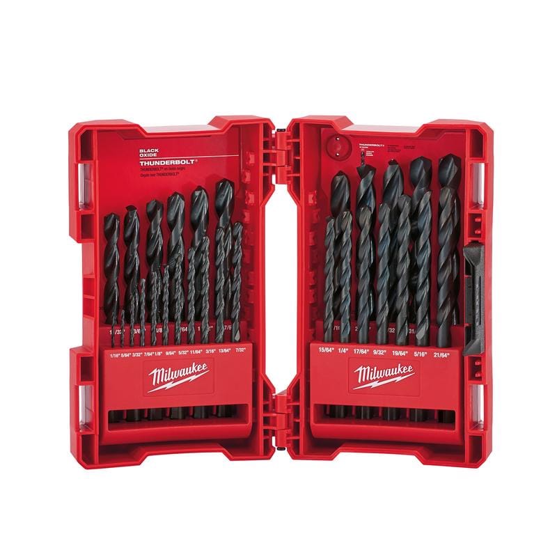 Milwaukee 48-89-2802 Thunderbolt Assorted Black Oxide Drill Bit Set 3-Flat Shank 29 pc