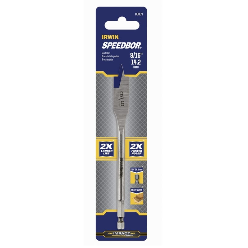 Irwin 88809 Speedbor 9/16 in. X 6 in. L Carbon Steel Wood Boring Bit Hex Shank 1 pc