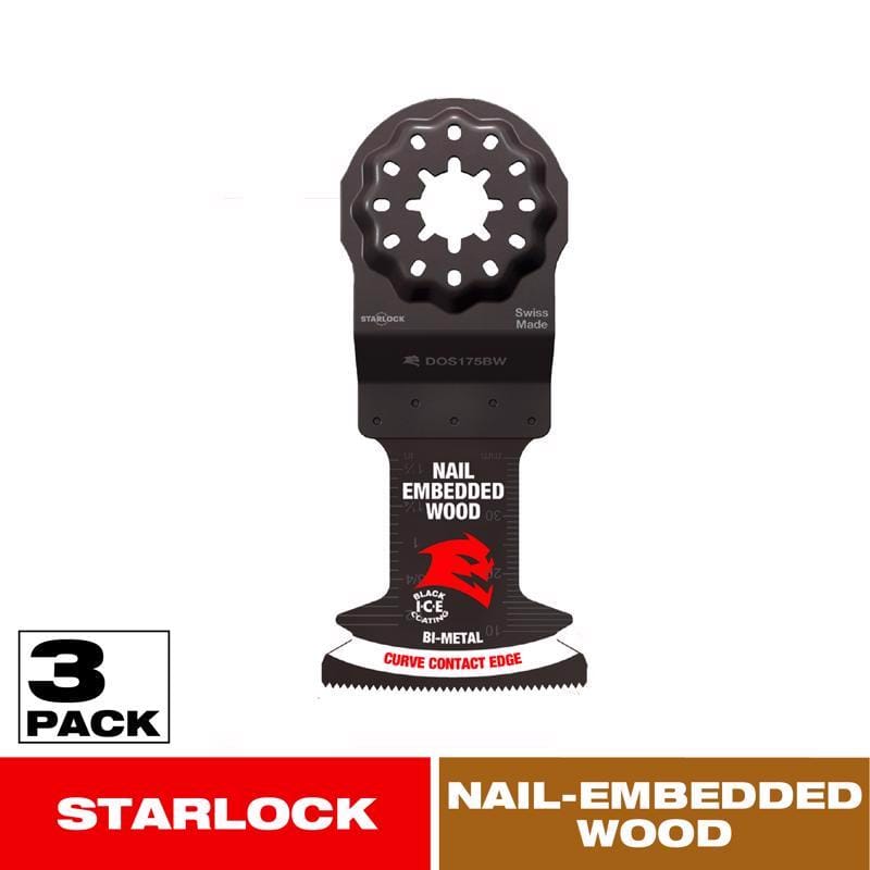 Diablo DOS175BW3 Demo Demon 1-3/4 in. W Bi-Metal Starlock Curved Oscillating Blade Nail-Embedded Wood 3 pk